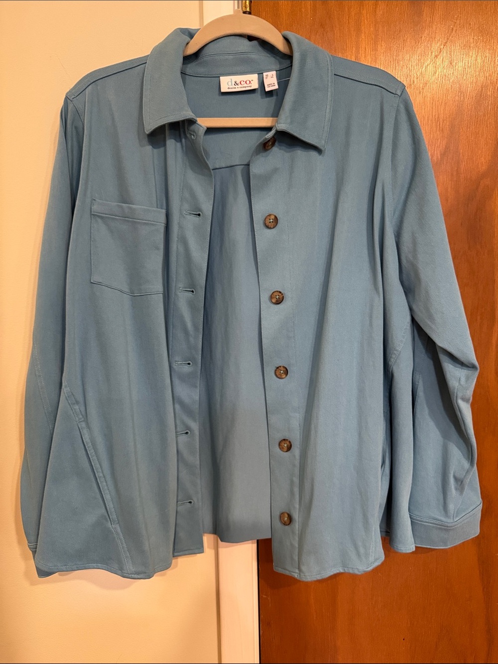 Denim & Co Light Blue Button Front Jacket